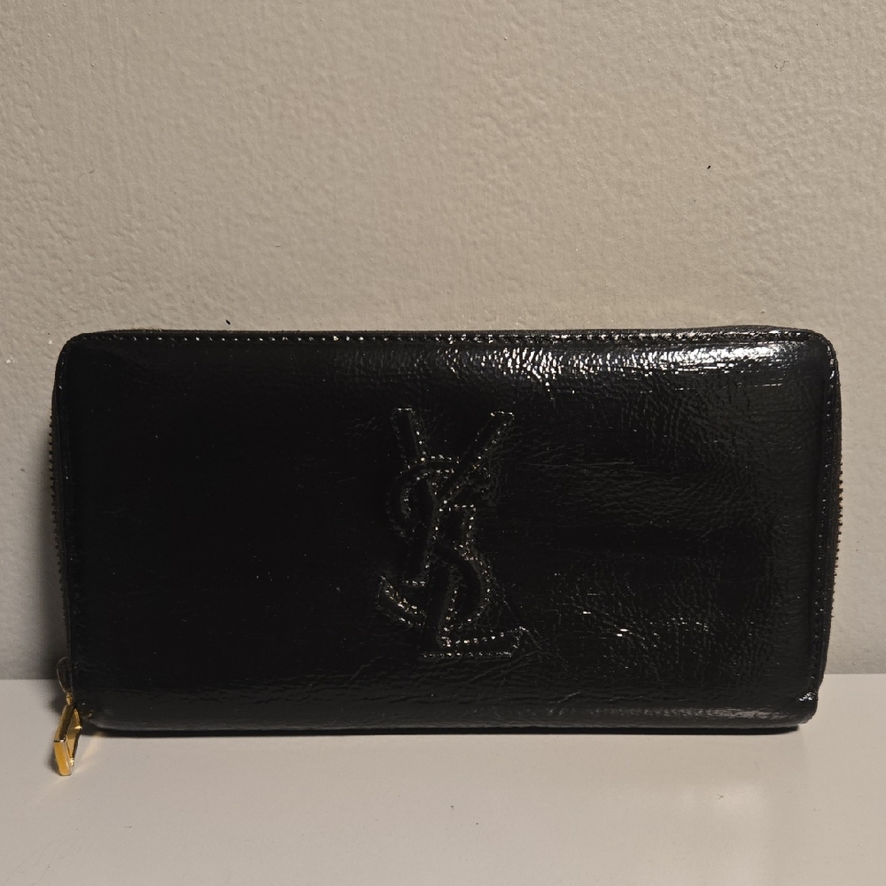 YSL Delle De Jour Black Patent Leather Wallet